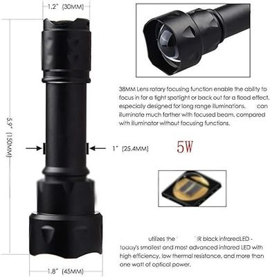 Type de source lumineuse IR 940 nm avec 850 nm LED Distance de trajectoire lumineuse 100 yards Batteries polymères en aluminium et lithium nécessaires