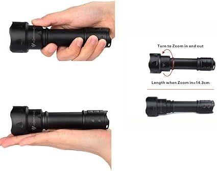 Une lampe de poche infrarouge, une lampe de poche de 850 nm, une batterie et un chargeur.