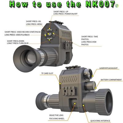 Vidéo caméra monoculaire DVR avec lampe de poche infrarouge intégrée 850nm et écran HD de 1,2 pouces avec vis croisée réglable