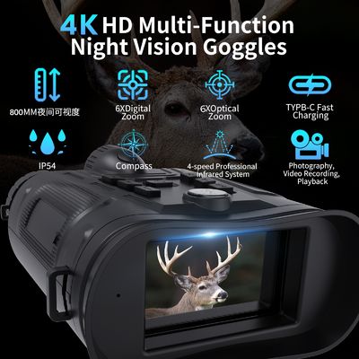 Jumelles de vision nocturne infrarouge Mini90 avec zoom optique 6X, photos 40MP et vidéo 4K, autonomie de 15 heures. Voir dans l'obscurité pour la pêche, la navigation de plaisance, la randonnée ou le camping.